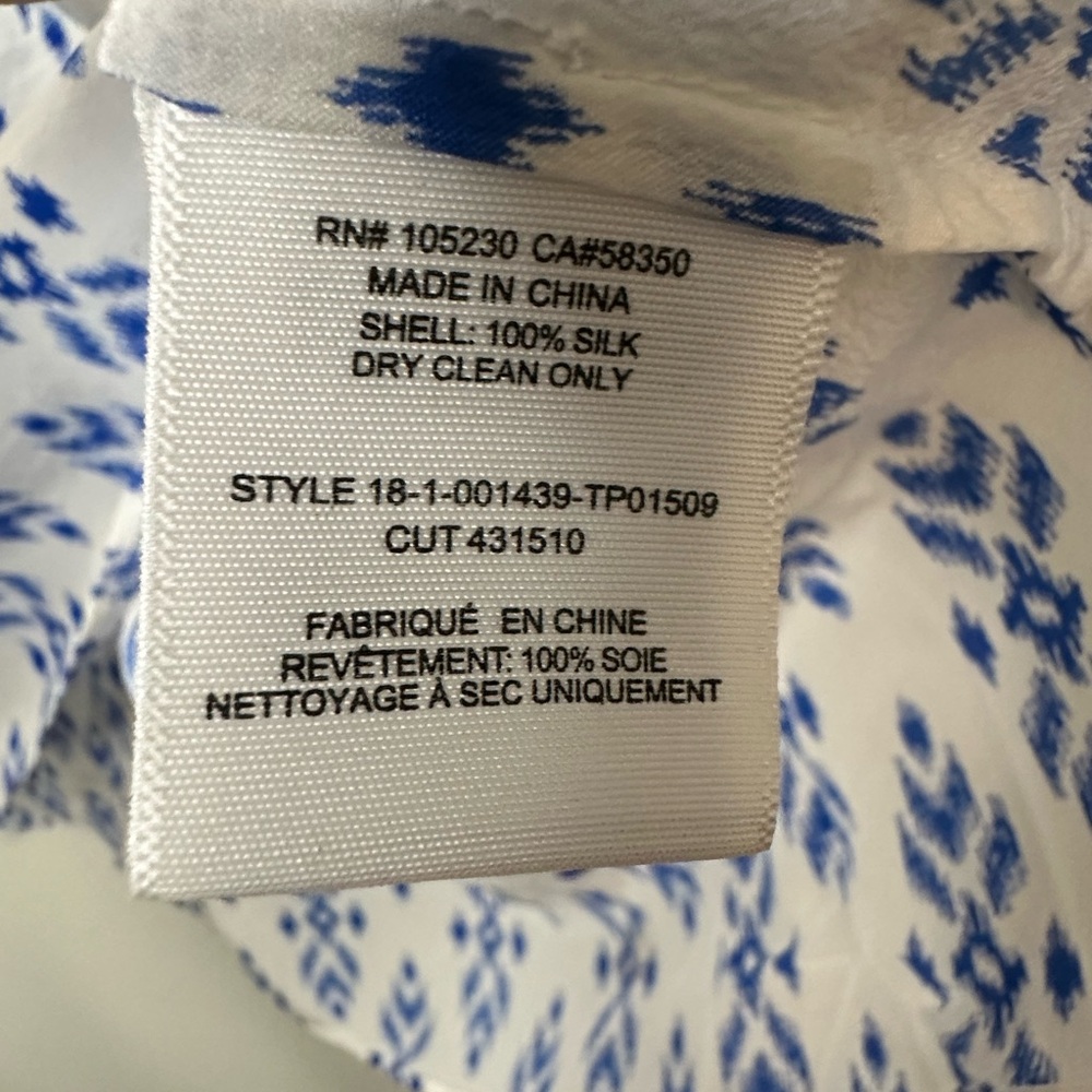 Joie Silk Blue and White Printed Blouse - Picture 4 of 4
